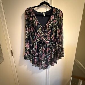 Xhilaration Floral Romper with bell sleeves